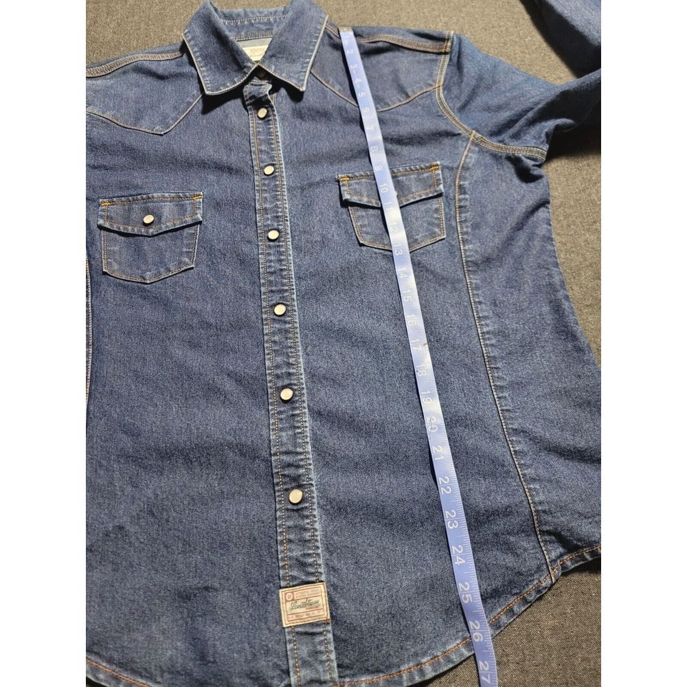 Levi's Western Pearl Snap Button Up Shirt‎ Womens Large L Dark Wash Denim - Picture 14 of 16